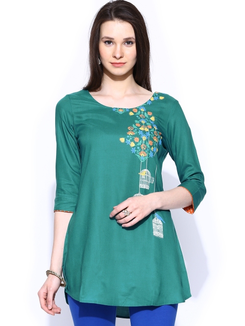 

W Women Teal Green Printed Tunic