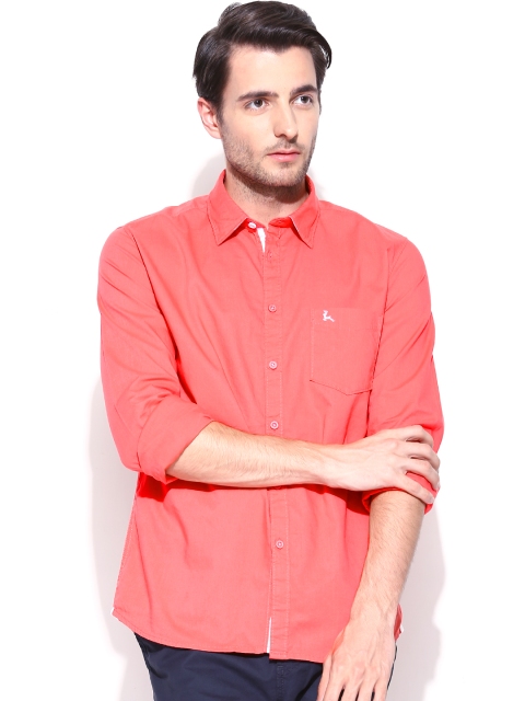 

Parx Men Coral Pink Slim Fit Casual Fit