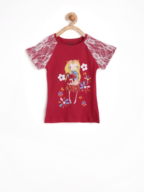 

MeeMee Girls Red Printed Top