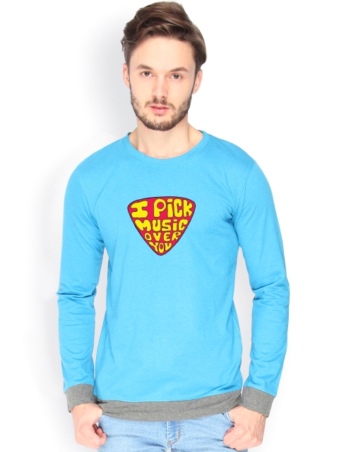 

Campus Sutra Men Blue Printed T-shirt