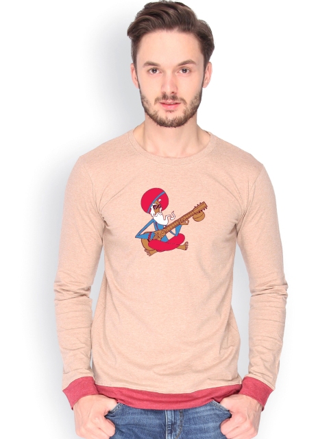 

Campus Sutra Men Brown Printed T-shirt
