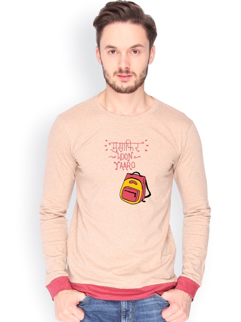 

Campus Sutra Men Brown Printed T-shirt
