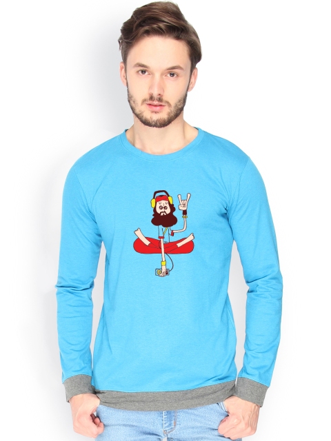 

Campus Sutra Men Blue Printed T-shirt