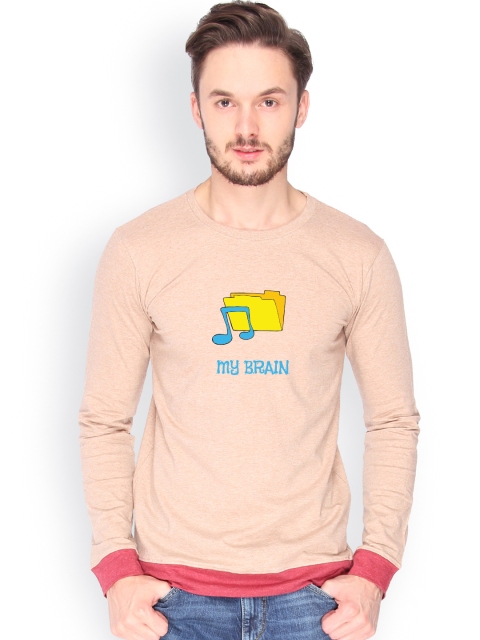 

Campus Sutra Men Brown Printed T-shirt