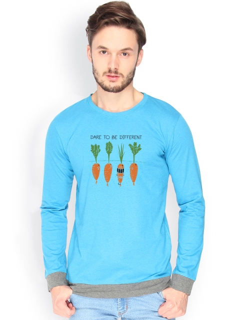 

Campus Sutra Men Blue Printed T-shirt