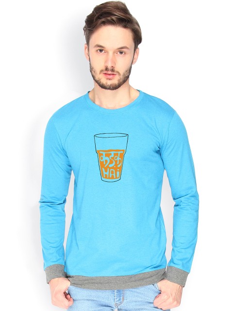 

Campus Sutra Men Blue Printed T-shirt
