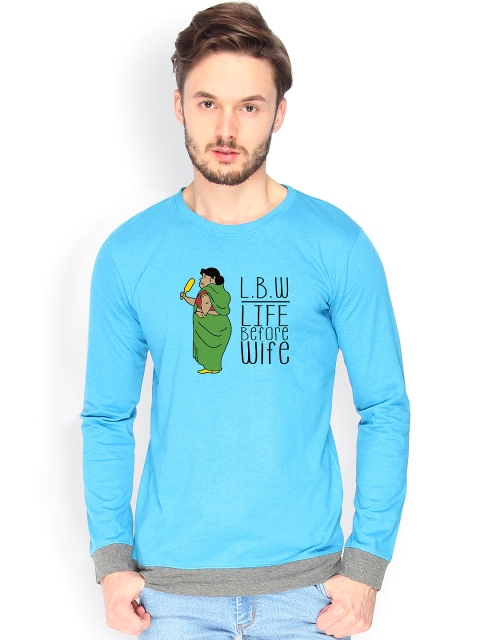 

Campus Sutra Men Blue Printed T-shirt