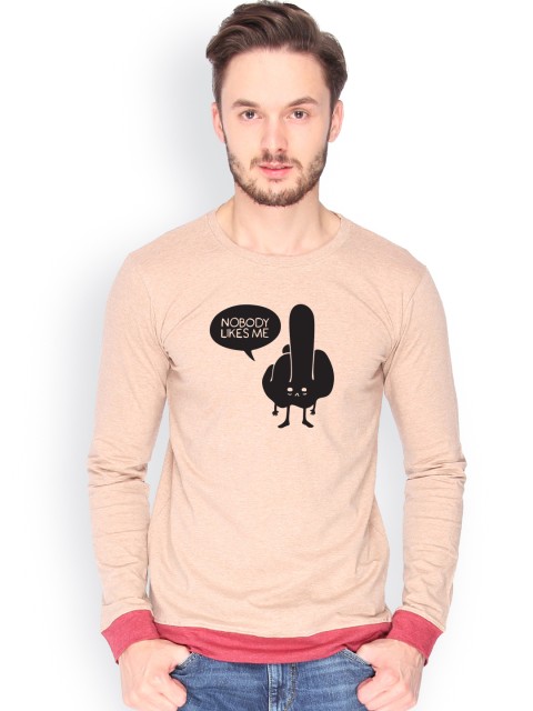 

Campus Sutra Men Brown Printed T-shirt