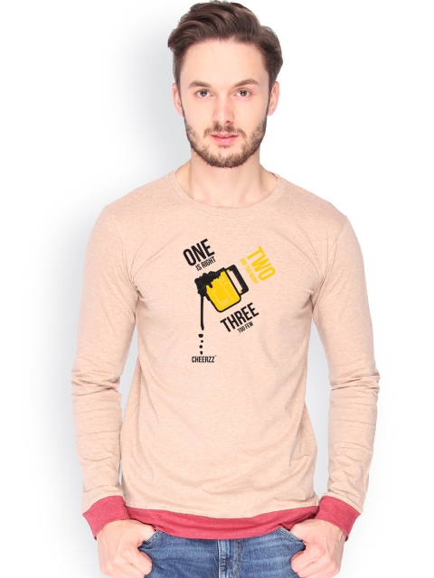 

Campus Sutra Men Brown Printed T-shirt