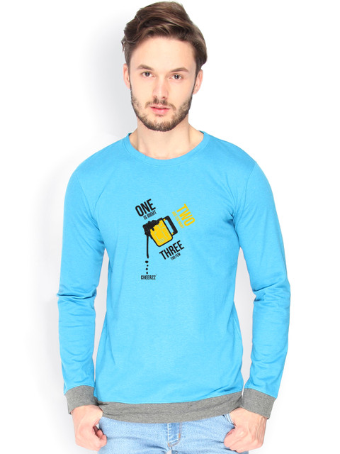 

Campus Sutra Men Blue Printed T-shirt