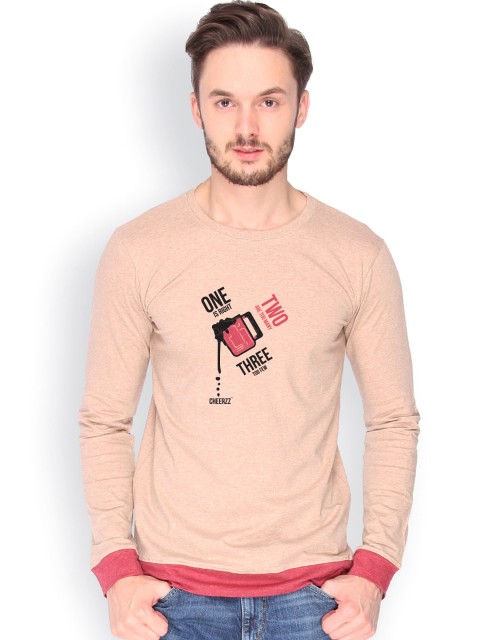 

Campus Sutra Men Brown Printed T-shirt