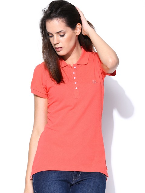 

Wrangler Women Coral Orange Polo T-shirt