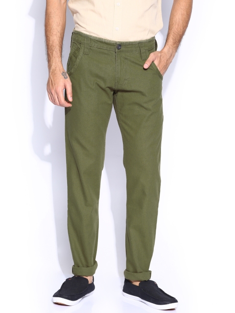 

People Men Olive Slim Fit Trousers