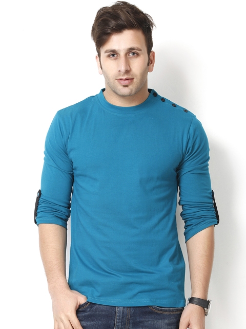 

GRITSTONES Men Turquoise Blue T-shirt