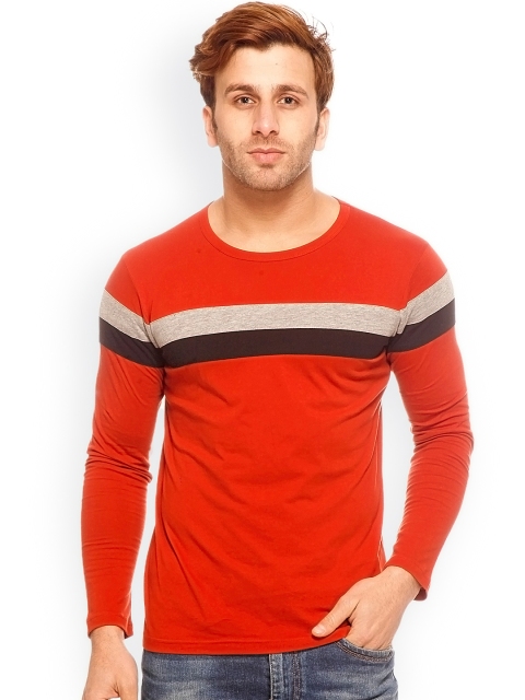 

GRITSTONES Men Rust Orange T-shirt