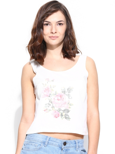 

Vero Moda Women Off-White Printed Crop Top