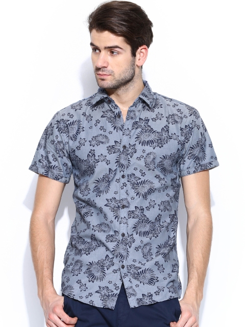 

Jack & Jones Men Blue Printed Slim Fit Casual Shirt