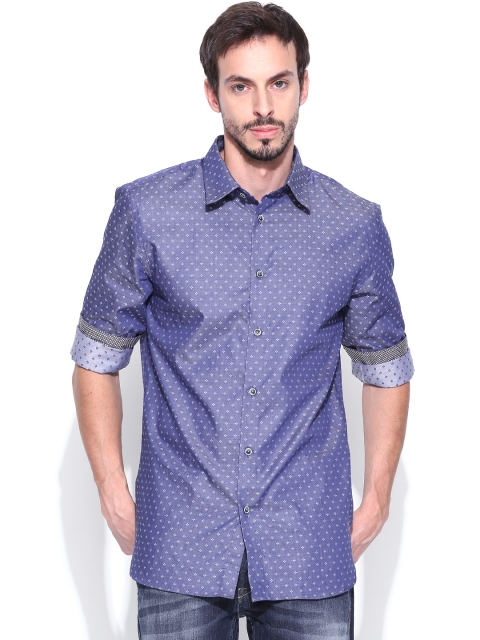 

Jack & Jones Men Blue Printed Slim Fit Casual Shirt
