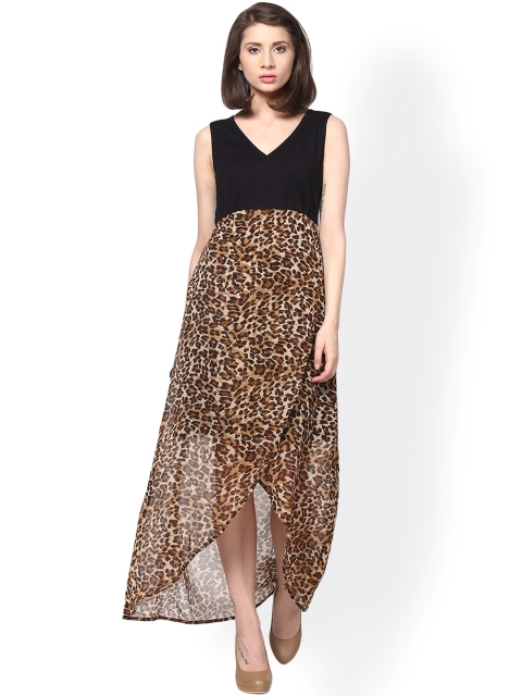 

Magnetic Designs Black & Brown Printed High-Low Dress