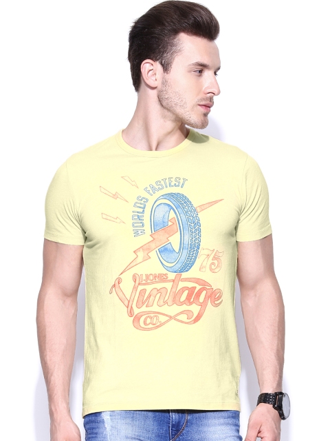 

Jack & Jones Men Yellow Printed T-shirt