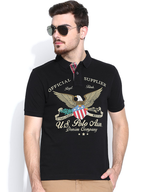 

U.S. Polo Assn. Denim Co. Men Black Printed Polo T-shirt