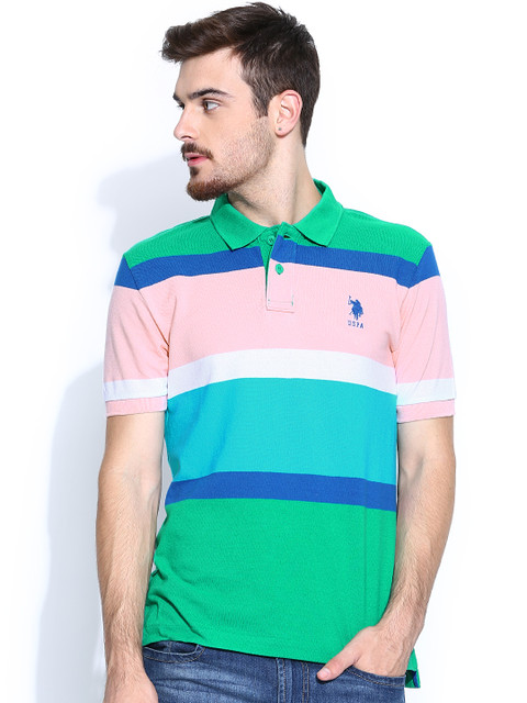 

U.S. Polo Assn. Men Multicoloured Striped Polo T-shirt, Multi