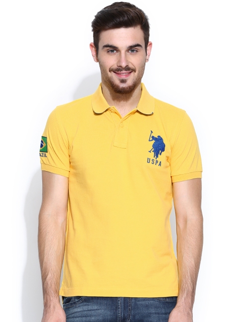 

U.S. Polo Assn. Men Yellow Polo Pure Cotton T-shirt
