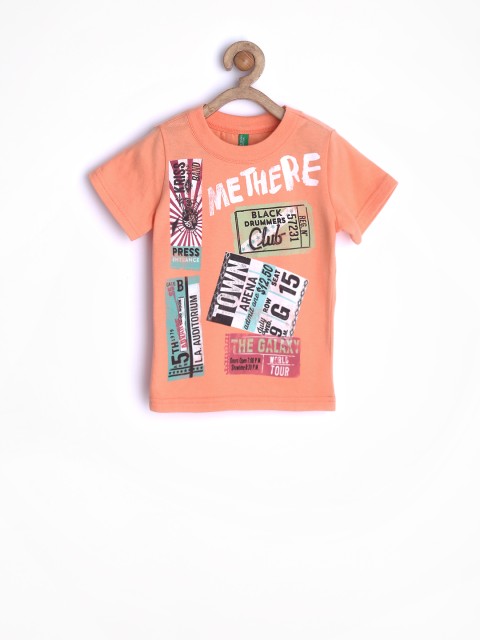 

United Colors of Benetton Boys Orange Printed T-shirt