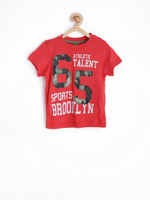 United Colors of Benetton Boys Red Printed T-shirt