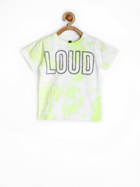 

United Colors of Benetton Boys White & Green Printed T-shirt