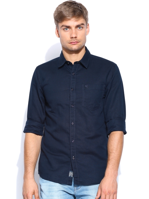 

Wrangler Men Navy Linen Casual Shirt, Navy blue