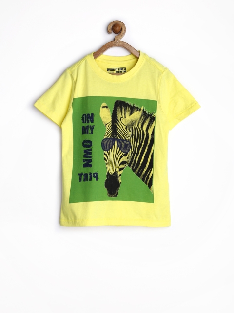 

Rockstar by Flying Machine Boys Yellow Printed T-shirt