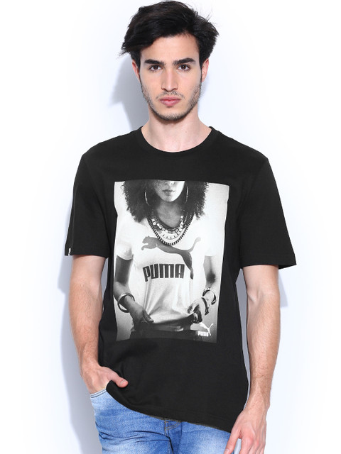 

PUMA Men Black Printed Brand T-shirt