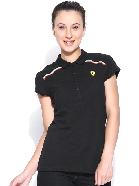 

PUMA Women Black Polo T-shirt