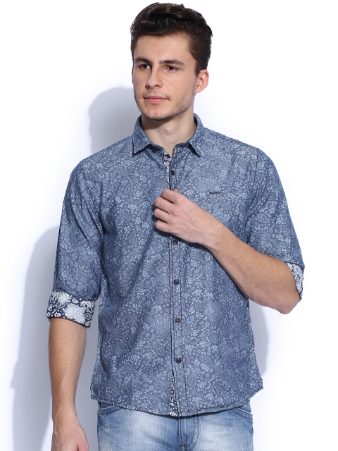 

Pepe Jeans Men Blue Printed Semi Fit Ed Casual Shirt