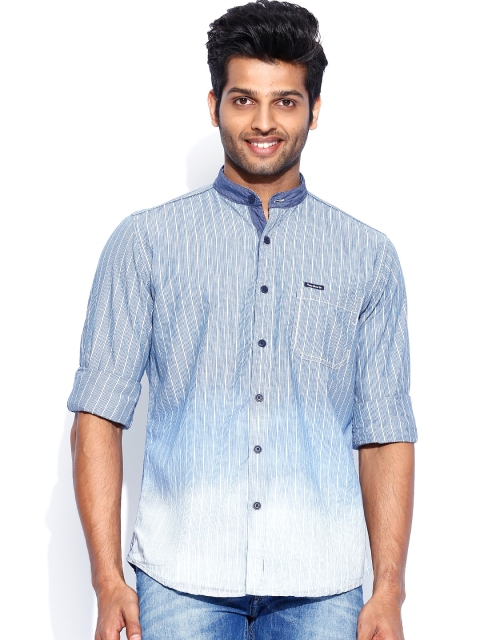 

Pepe Jeans Men Blue & White Striped Semi Fit Lenn Casual Shirt