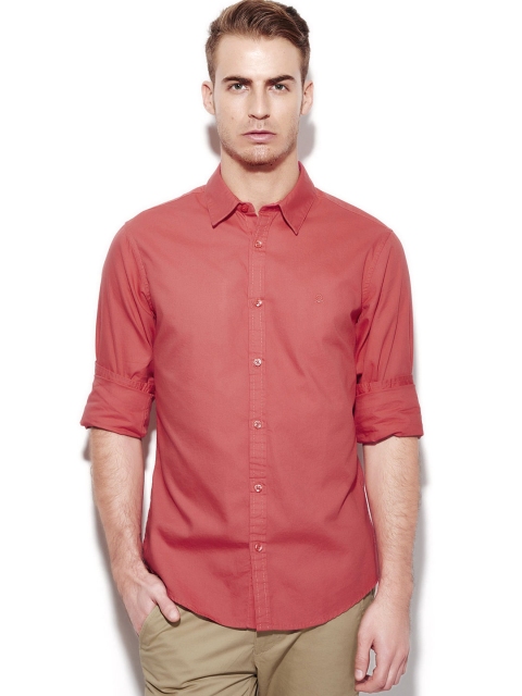 

United Colors of Benetton Men Coral Red Casual Shirt