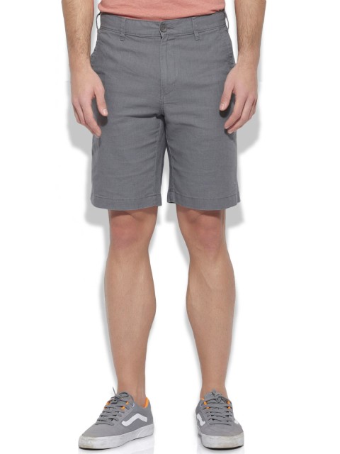 

United Colors of Benetton Men Grey Linen Shorts