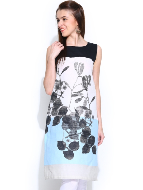 

W Women Black & White Printed Kurta