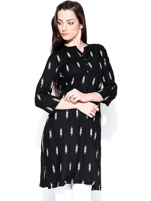 

W Women Black Printed Kurta