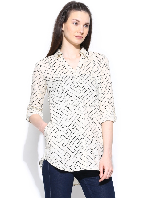 

W Women Beige Printed Casual Shirt