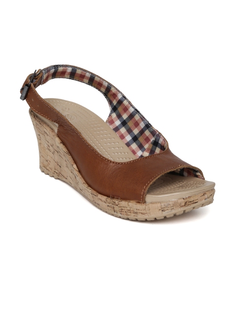

Crocs Women Brown Leather Wedges