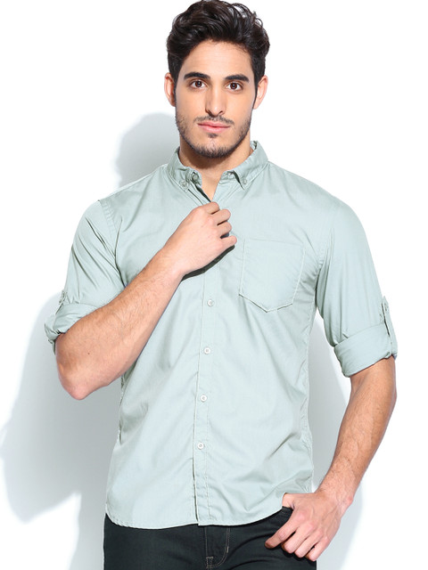 

Highlander Men Grey Slim Fit Casual Shirt