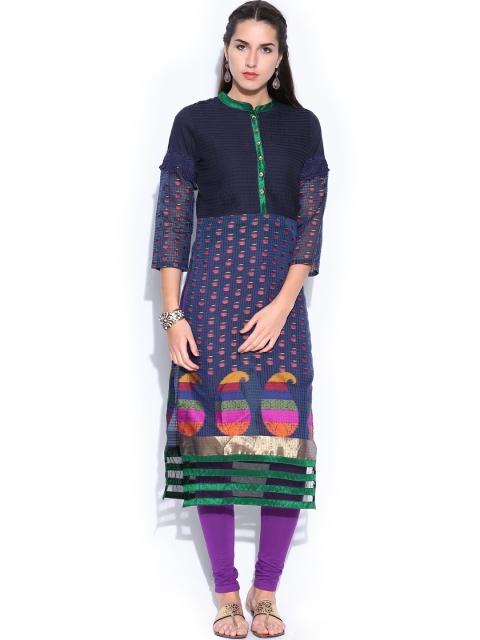 Folklore Women Navy Kurta available at myntra for Rs.799