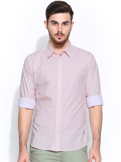 

United Colors of Benetton Men Off-White & Red Printed Casual Shirt