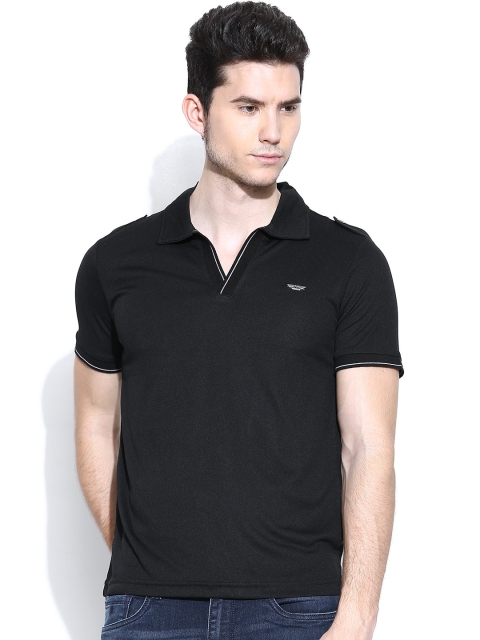 

Flying Machine Men Black Polo T-shirt