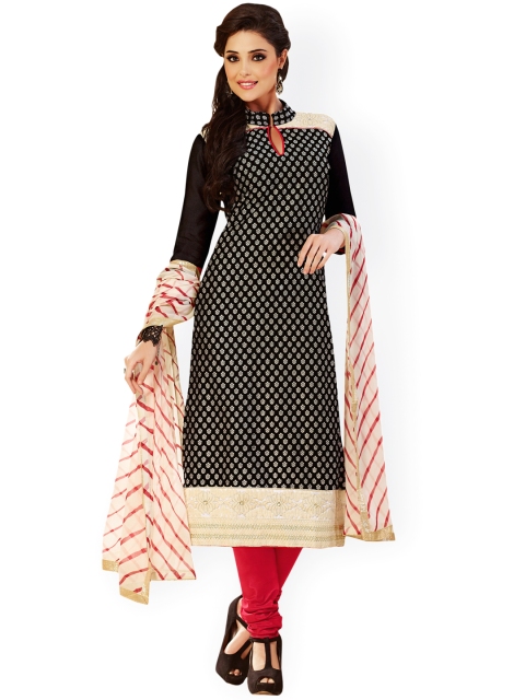 

Touch Trends Black & Red Chanderi Silk Unstitched Dress Material