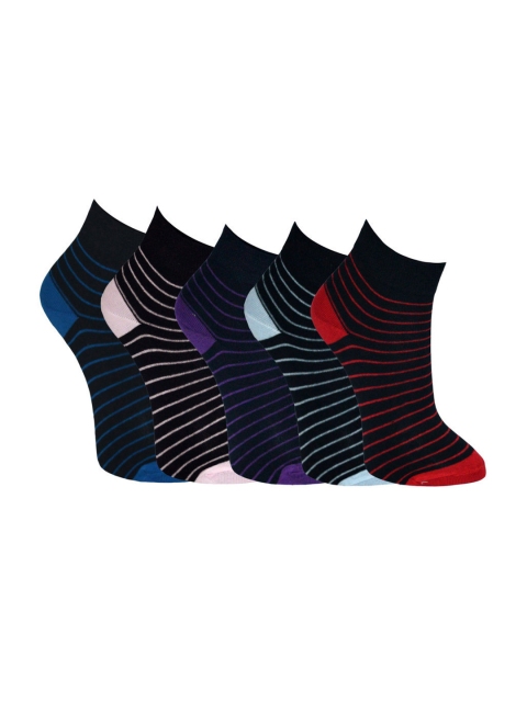 Women Set of 5 Black Striped Socks
