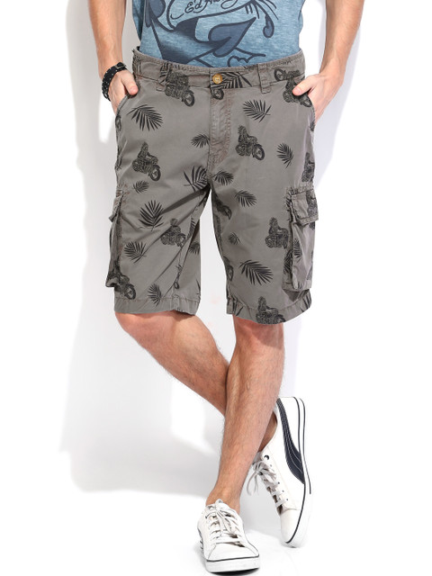 

Ed Hardy Grey & Black Printed Cargo Shorts