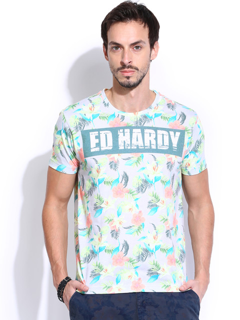 

Ed Hardy Grey & Green Printed T-shirt